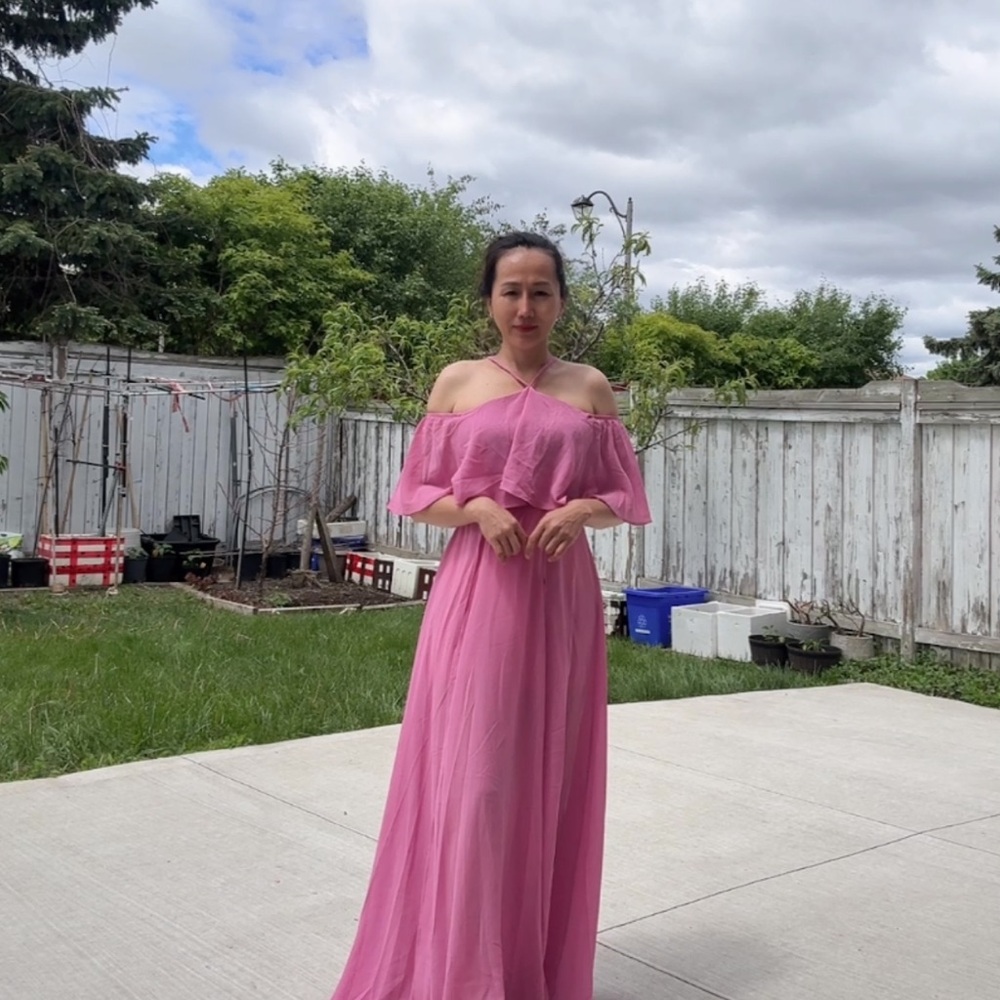 Elegant Pink Off-Shoulder Dress